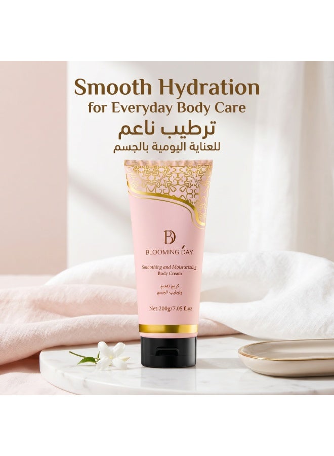 Blooming Day Smooth & Moisturizing Body Cream 200g – Hydrating Shea Butter & Niacinamide Body Cream for Dry Skin, Lightweight, Fast Absorbing, Non-Greasy Daily Moisturizer - Image 1