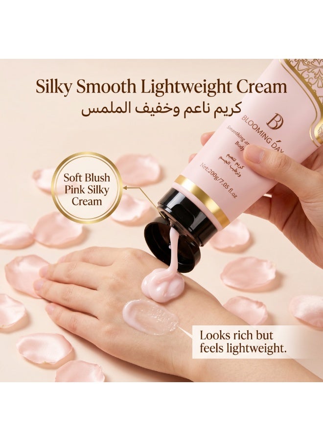 Blooming Day Smooth & Moisturizing Body Cream 200g – Hydrating Shea Butter & Niacinamide Body Cream for Dry Skin, Lightweight, Fast Absorbing, Non-Greasy Daily Moisturizer - Image 3