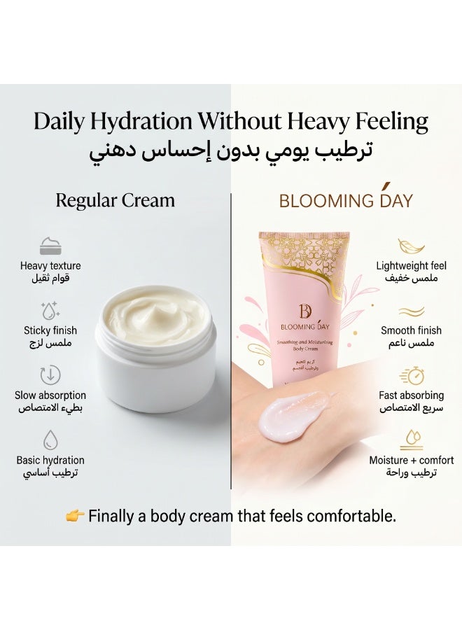Blooming Day Smooth & Moisturizing Body Cream 200g – Hydrating Shea Butter & Niacinamide Body Cream for Dry Skin, Lightweight, Fast Absorbing, Non-Greasy Daily Moisturizer - Image 4