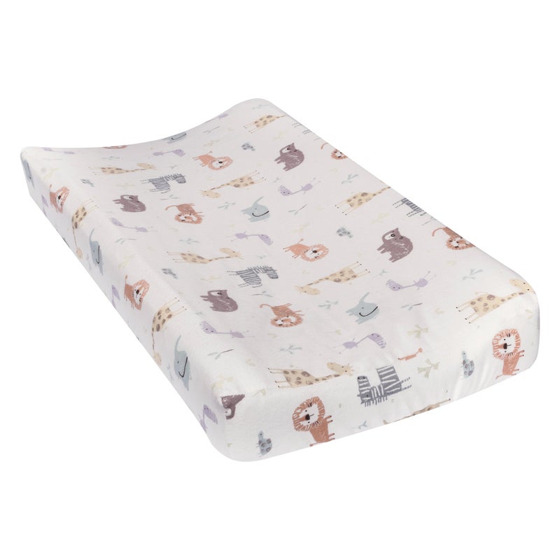 Trend Lab Crayon Jungle Deluxe Flannel Changing Pad Cover, White 10x9x3 Inch (Pack of 1) - Image 1