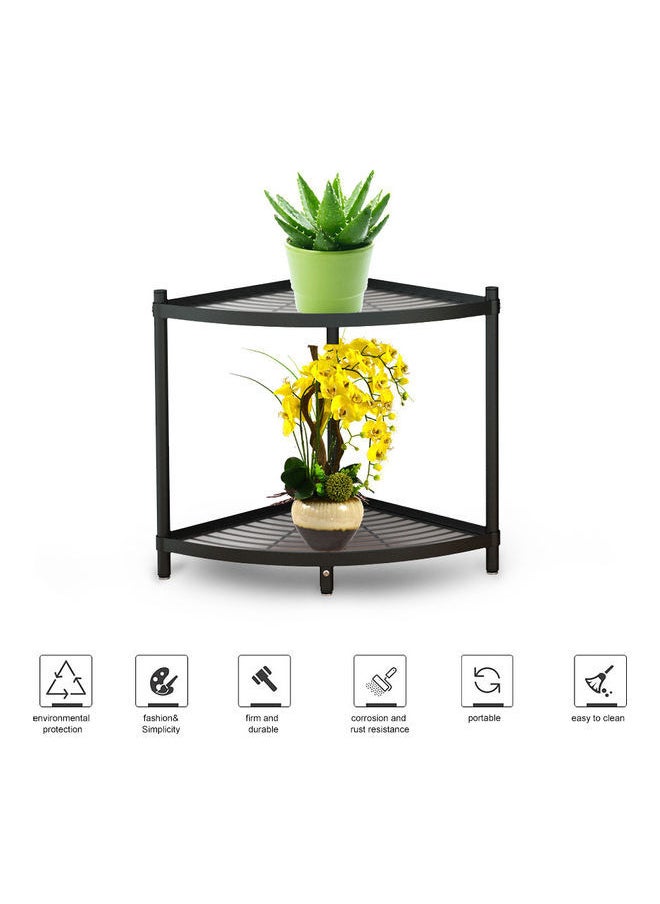 NIBEMINENT 2-Tier Corner Storage Shelf Black/White 36 x 6.5 36cm  - Image 1