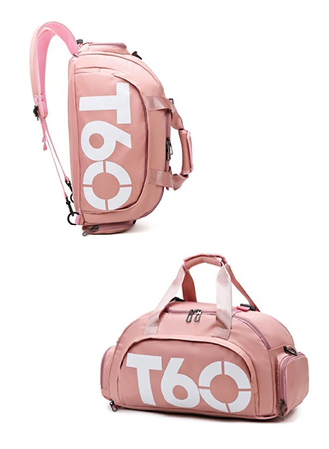 T60 Sports Gym Bag, Travel Duffel bag with Wet Pocket & Shoes Compartment Ultra Lightweight PINK  - Image 3