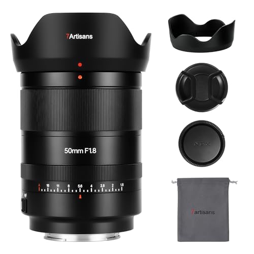 7artisans عدسة 7artisans AutoFocus 50mm F1.8 كاملة الإطار، فتحة كبيرة F1.8، تدعم الفتحة التلقائية/اليدوية والتعرف على الوجه/العين، متوافقة مع سلسلة Sony A7 A7R A75 A7SII A9 A7C A1، إلخ. سوداء - Image 1