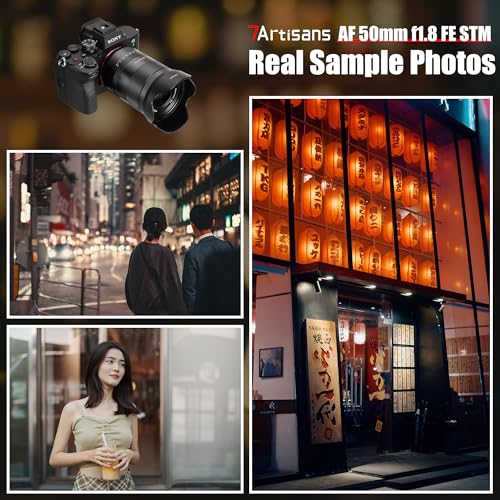 7artisans عدسة 7artisans AutoFocus 50mm F1.8 كاملة الإطار، فتحة كبيرة F1.8، تدعم الفتحة التلقائية/اليدوية والتعرف على الوجه/العين، متوافقة مع سلسلة Sony A7 A7R A75 A7SII A9 A7C A1، إلخ. سوداء - Image 4