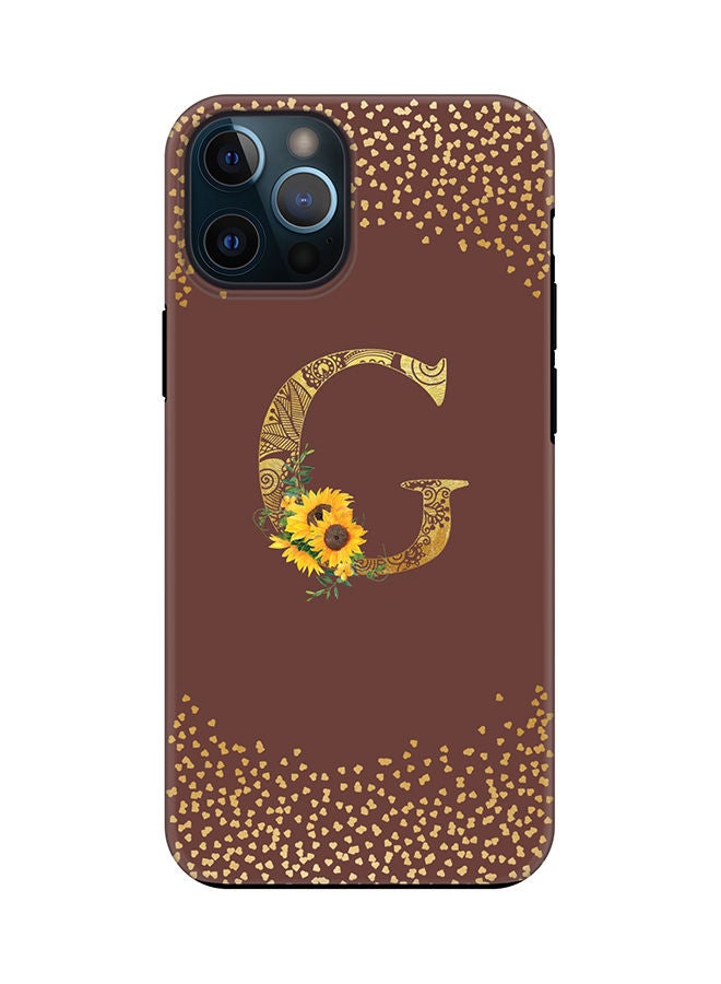 Stylizedd Monogram Tough Series for Apple iPhone 12 Pro Custom Initials Floral Mandala Pattern Tough Pro Dual Layer hybrid PC inner TPU protection Alphabet- G (Brown) - Image 1