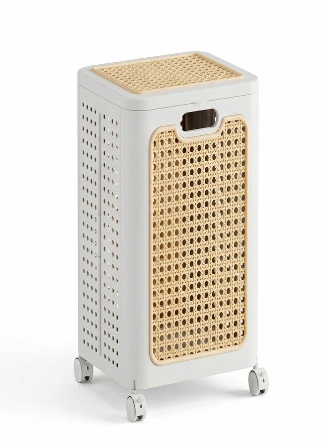 RichAxis Laundry Basket with Lid and Wheels for Clothes, Breathable Storage Organizer for Toys & Daily Essentials for Home (Beige) - Image 1