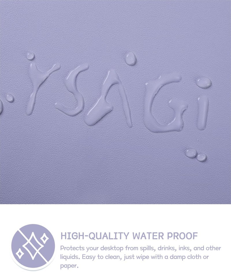 يساجي حصيرة مكتب جلدية غير قابلة للانزلاق، وسادة فأرة مكتب، حماية طاولة من جلد PVC مقاوم للماء، حصيرة مكتب كبيرة، سهلة التنظيف، حصيرة كتابة للكمبيوتر المحمول للمكتب/العمل/المنزل/الديكور (لافندر، 23.6 × 13.7 بوصة) - Image 3