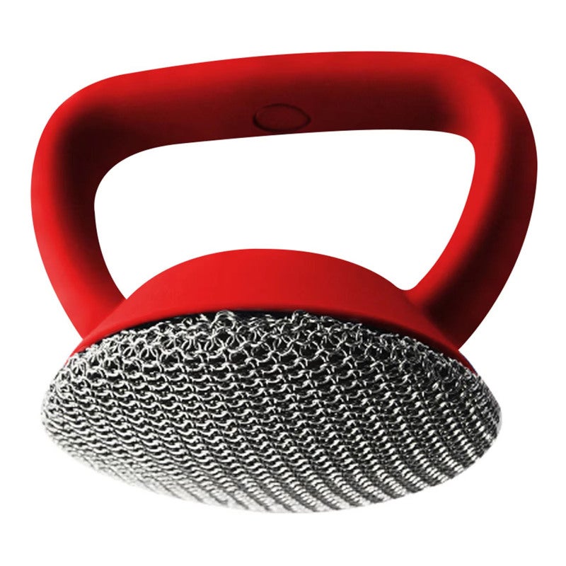 Pot Brush: Red Long Handle, Stainless Steel Ball, Ergonomic Grip - Tough On Stubborn Grime, Durable Construction Dish Washing Brush for Home Kitchen Cleaning - Image 3
