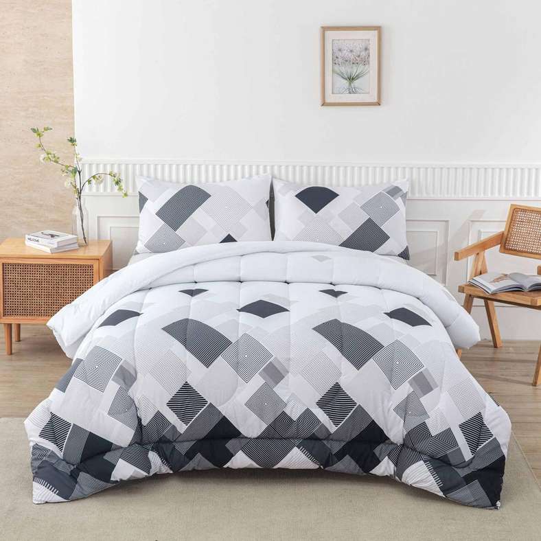 طقم لحاف كينغ 3 قطع - رمادي