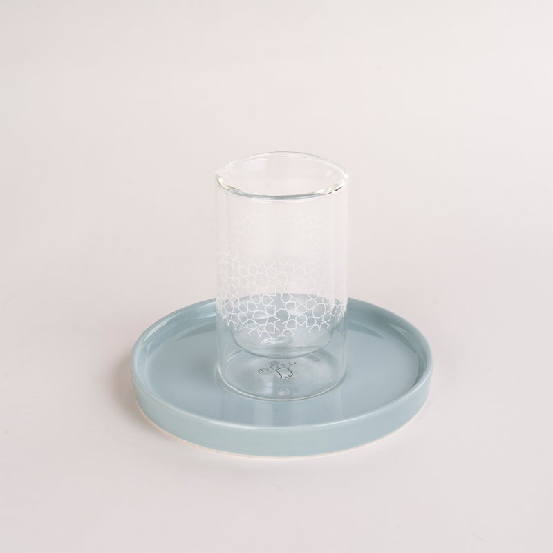 Dallaty light green glass and porcelain Tea and coffee cups set 18 pcs - Image 3