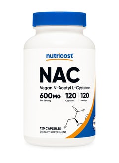 NAC, Vegan N-Acetyl L-Cysteine, 600mg Per Serving, 120 Capsules | 120 SERVINGS