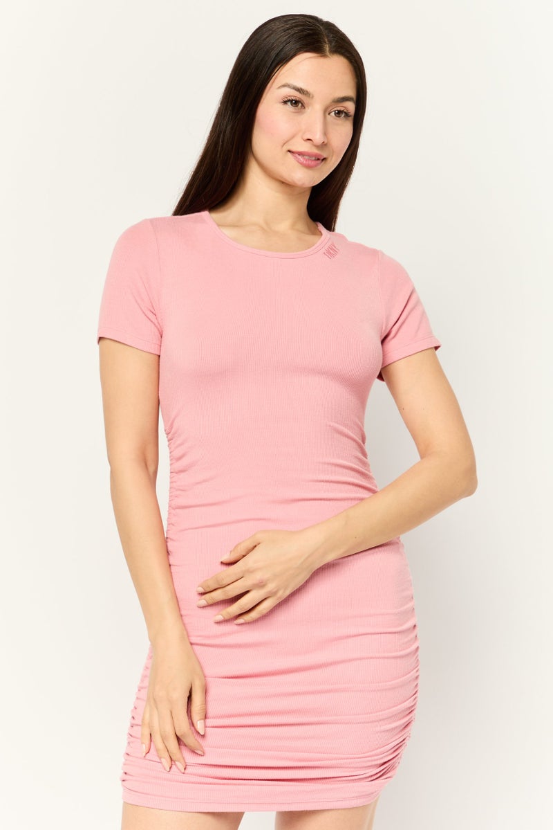 DKNY Sport Women Sportswear Fit Outdoor Ruched Mini Dress, Vintage Pink - Image 1