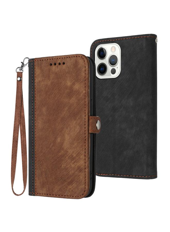 S-TOP Case For iPhone 13 Pro Side Buckle Double Fold Hand Strap Leather Phone Case - Image 1