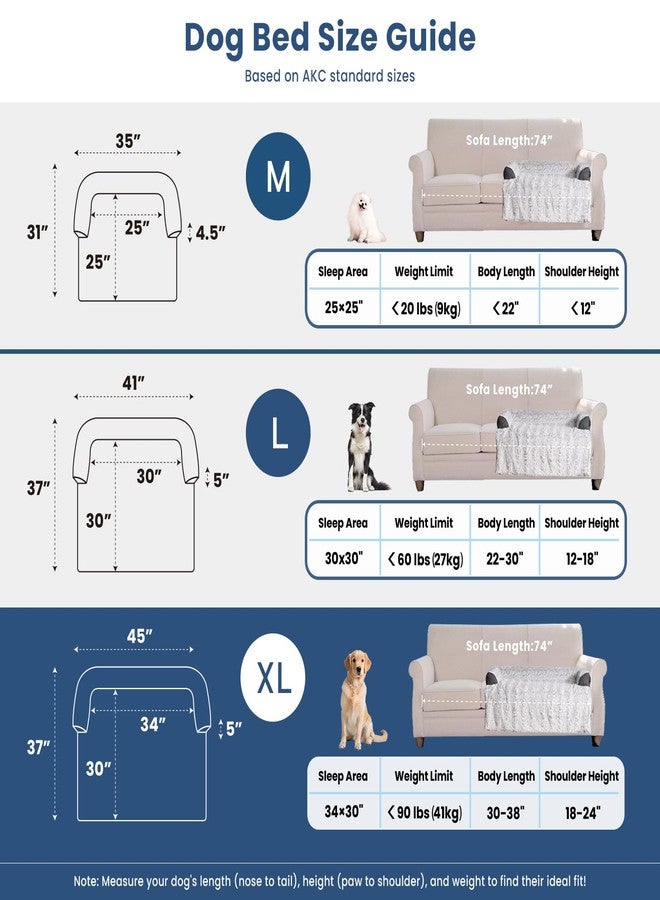 blunique Calming Extra Large Dog Bed for Couch, 45 x 37 inch Removable Couch Cover for Dogs Washable, Non-Slip Fluffy Plush Dog Sofa Mat for Furniture Protector - Grey - Image 3