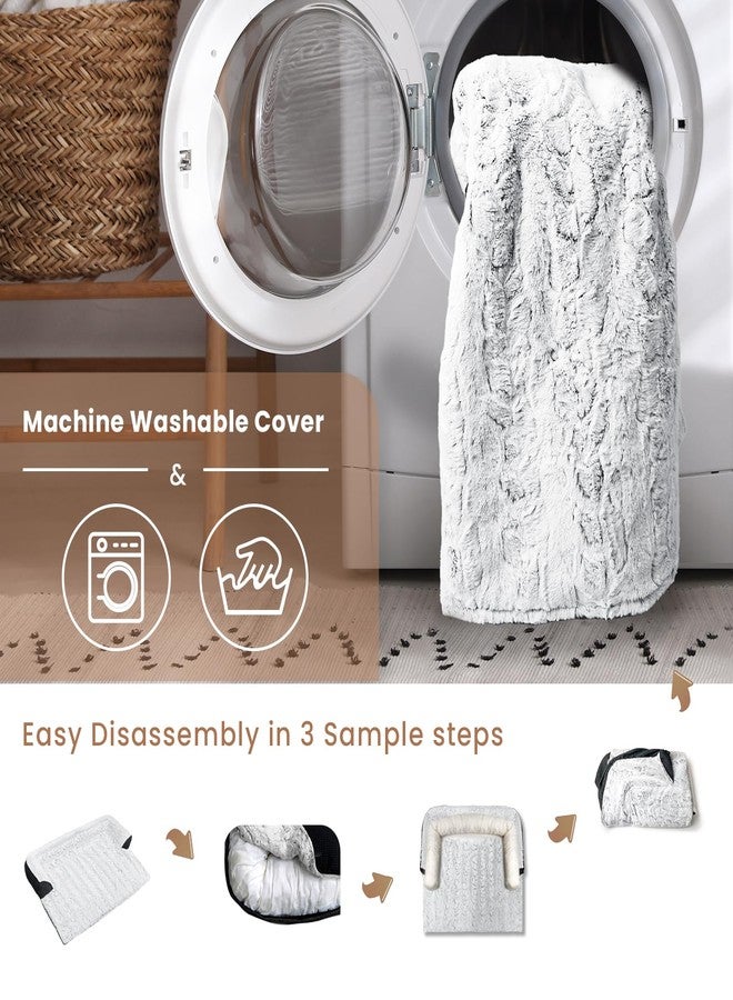 blunique Calming Extra Large Dog Bed for Couch, 45 x 37 inch Removable Couch Cover for Dogs Washable, Non-Slip Fluffy Plush Dog Sofa Mat for Furniture Protector - Grey - Image 5