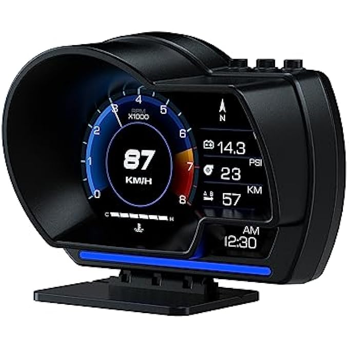 TERRIFI Car Hud Head Up Display P6 Obd Gauge DisplayGps Speedometer Dual System Smart Gauge Display Speed Alarm Water Temperature Alarm Works Great For Most Cars - Image 1