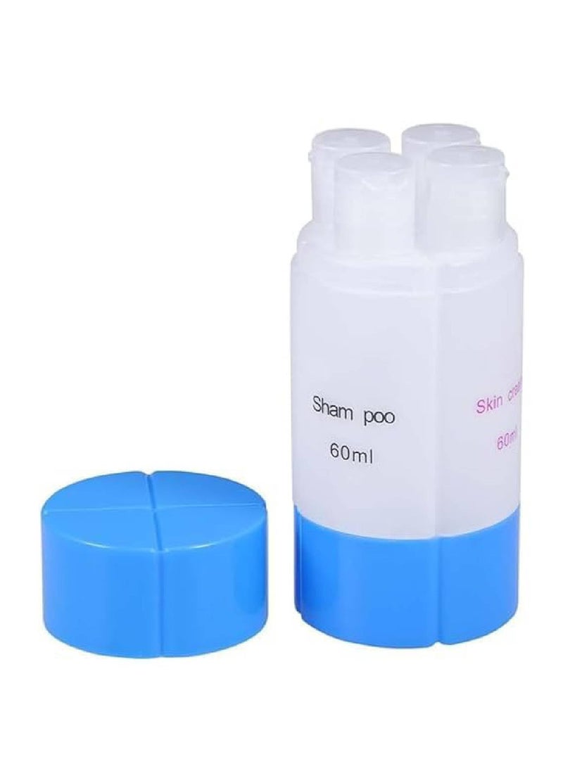 Prostuff.in Prostuffin 60 ML 4 Compartment Travel Bottles for ToiletriesRefillable Shampoo Cream Lotion Storage Plastic Container Bottle Travel Essentials for Women Men Convenient Cosmetic Multicolor 1 Pcs  - Image 1