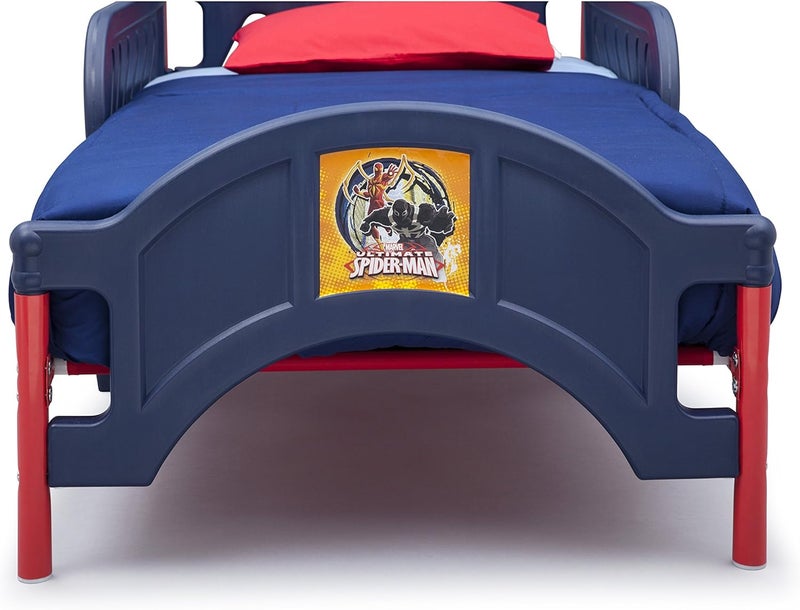Delta Children Spider-Man Plastic Toddler Bed with Guardrail - Dark Blue & Red - Image 3