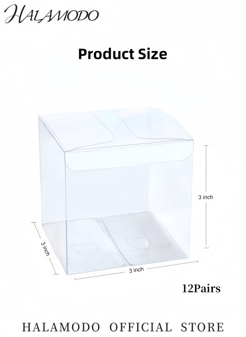 HALAMODO 12PCS Clear Favor Boxes Transparent Gift Boxes 4.7 x 4.7 x  4.7inch PET Plastic Gift Boxes Square Boxes for Wedding Party & Birthday & Candy & Coffee & Tea & Jewelry  - Image 2