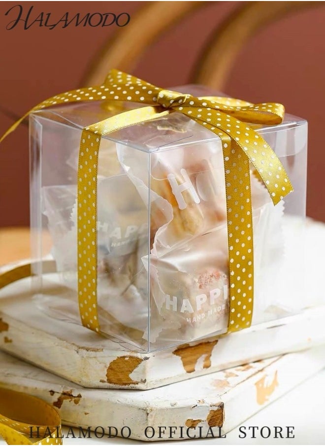 HALAMODO 12PCS Clear Favor Boxes Transparent Gift Boxes 4.7 x 4.7 x  4.7inch PET Plastic Gift Boxes Square Boxes for Wedding Party & Birthday & Candy & Coffee & Tea & Jewelry  - Image 4