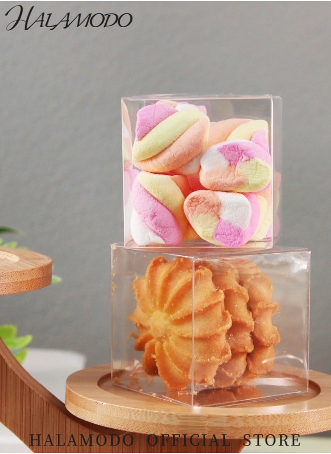 HALAMODO 12PCS Clear Favor Boxes Transparent Gift Boxes 4.7 x 4.7 x  4.7inch PET Plastic Gift Boxes Square Boxes for Wedding Party & Birthday & Candy & Coffee & Tea & Jewelry  - Image 5