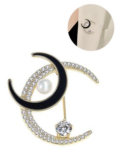 Ant Moon Pearl Pins Brooches for Women, Shining Diamond Brooch Pins for Fashion Jewelry Clothing Accessories  - Image 1