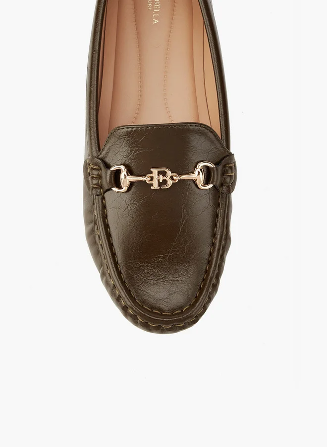 Flora Bella By Shoexpress Solid Slip-On Loafers with Metallic Accent