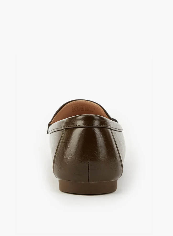 Flora Bella By Shoexpress Solid Slip-On Loafers with Metallic Accent