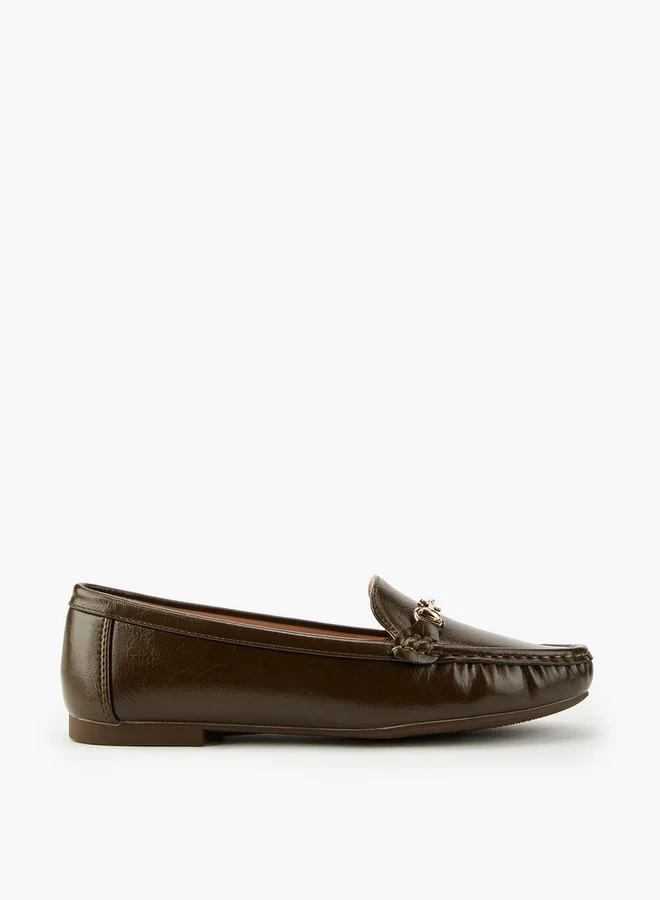 Flora Bella By Shoexpress Solid Slip-On Loafers with Metallic Accent