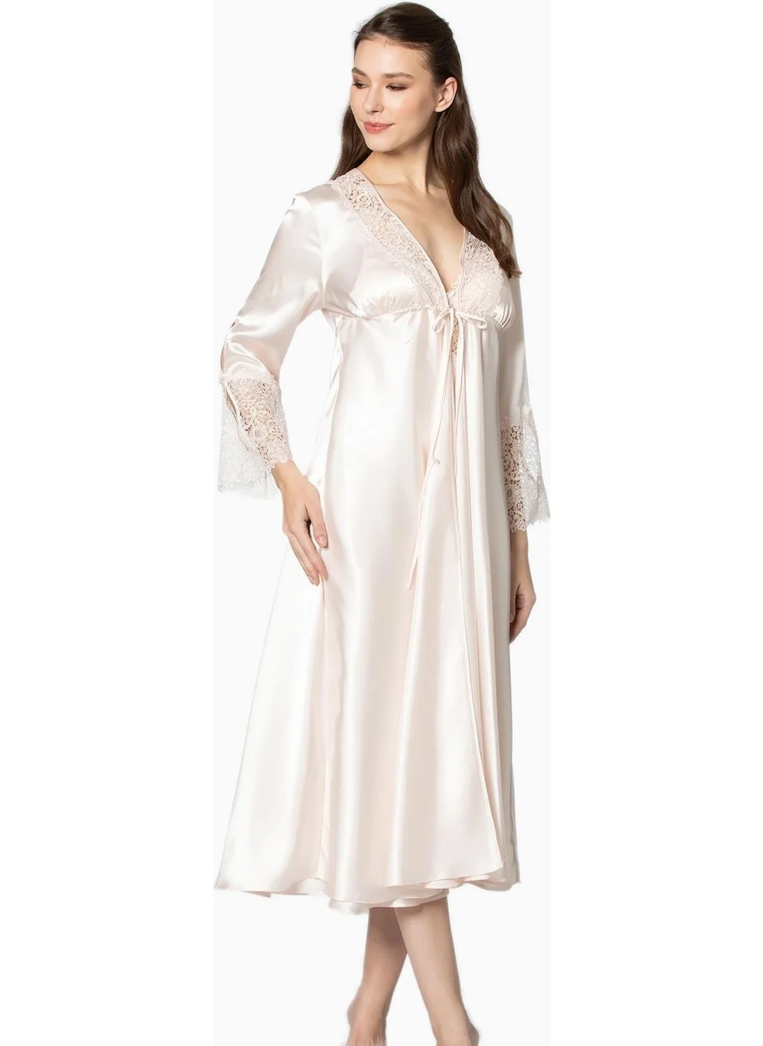 بيير كاردان 6620 Women's Long Satin Bridal Dowry Set - Ecru