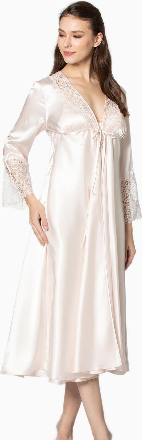 pierre cardin 6620 Women's Long Satin Bridal Dowry Set - Ecru  - Image 1