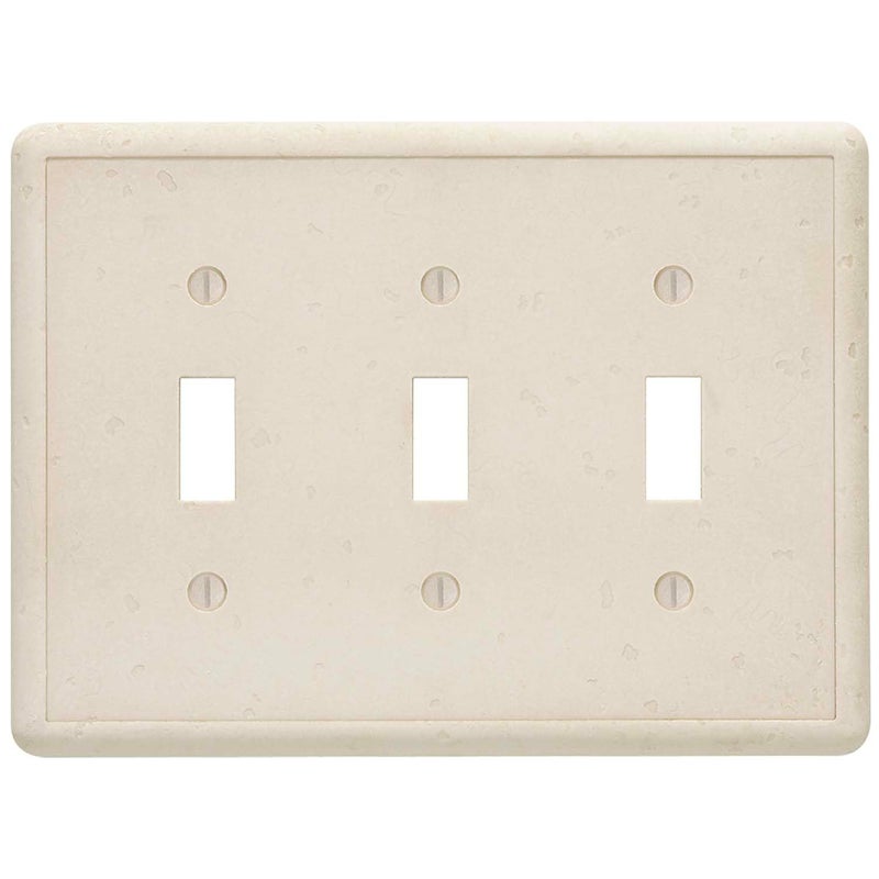 Questech Light Switch Cover Triple Toggle Wall Plate for Electrical Outlets 3Gang Triple Switch Plates Standard Size Receptacle Cover Decorative Tumbled Texture Sand