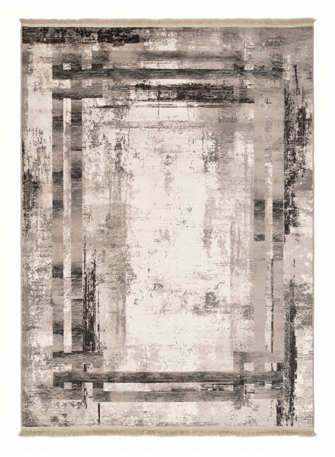 Spectra Home Carpet Rug with Anti-Slip Backing | Printed Abstract Frame Design - Beige | Size - 160x230 cm - 5x7.5 ft | For Medium Sized Family Room, Bedroom with Queen Beds, 4-6 Seater Dinning Area, Entry Hallways & Foyers - Image 1