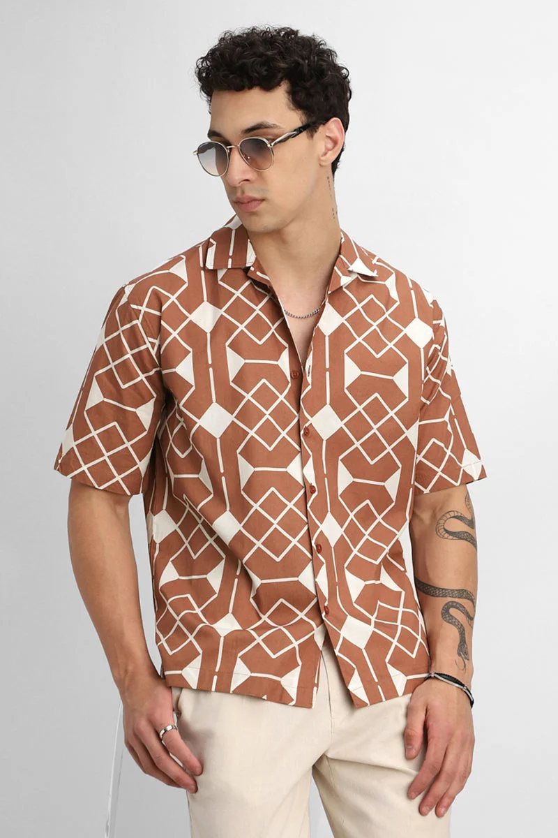SNITCH 100% Cotton Geometric Box Fit Shirt