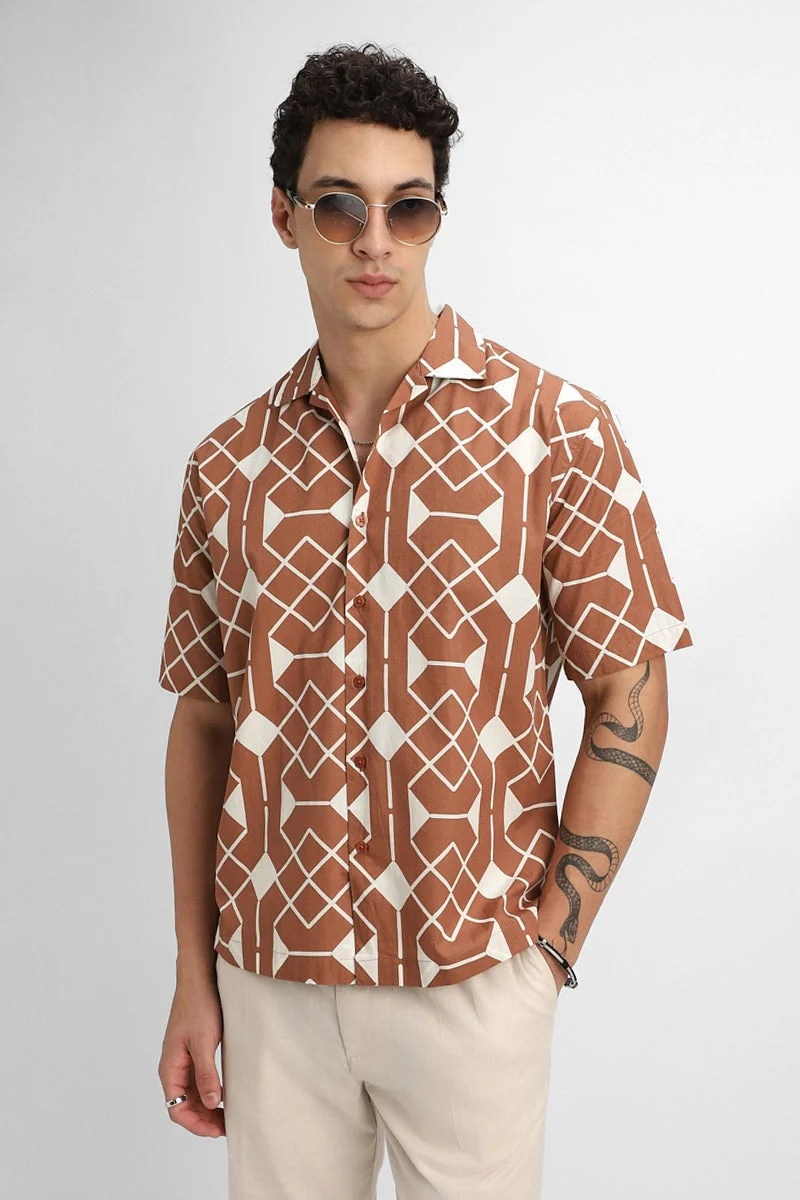 SNITCH 100% Cotton Geometric Box Fit Shirt