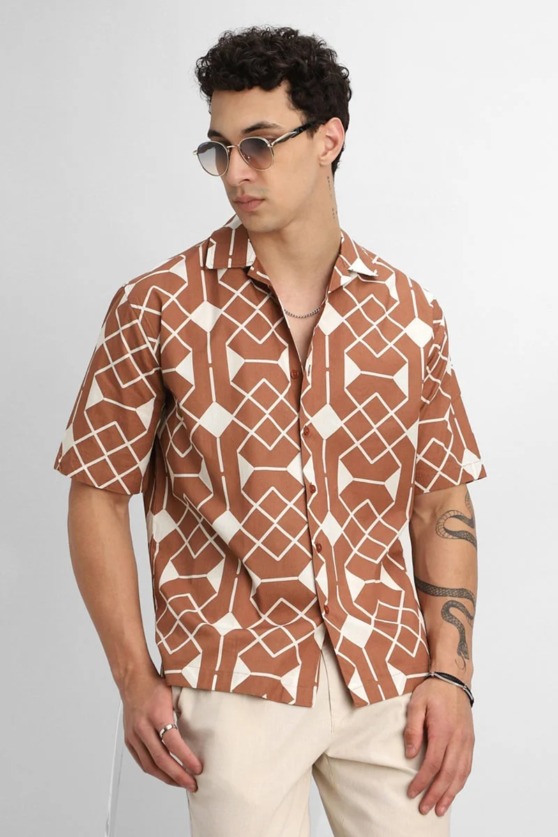 SNITCH 100% Cotton Geometric Box Fit Shirt