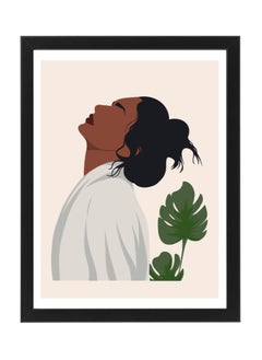 Boho Girl Botanical, Mid Century Modern Art Boho Décor Poster with Frame 30x40cm