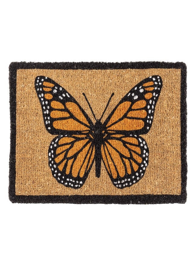 Abbott Collection Single Monarch Doormat - Coir Fibre, Natural/Orange (18x30 inches L)