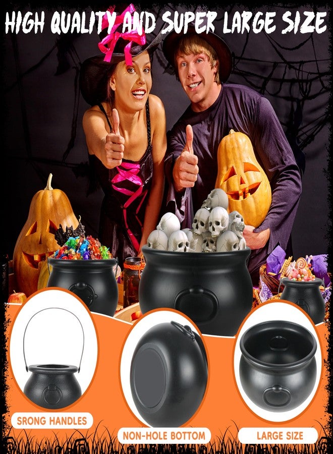 OCTERIC Halloween Large Cauldron Kettles, 4 in 1 [12.6"+7.7" +5.7"+ 5.7 "] Witch Cauldrons, Plastic Black Witch Pot, Treats & Punch Bowl, Candy Holder, Halloween Party Favor for Indoor Outdoor Decoration - Image 3