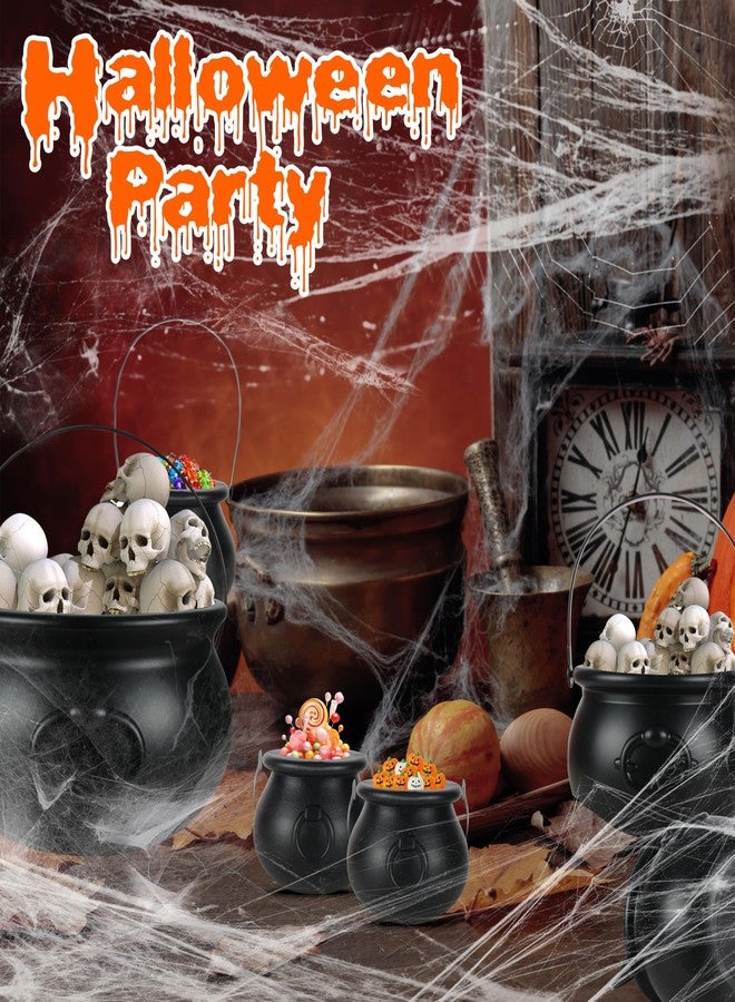 OCTERIC Halloween Large Cauldron Kettles, 4 in 1 [12.6"+7.7" +5.7"+ 5.7 "] Witch Cauldrons, Plastic Black Witch Pot, Treats & Punch Bowl, Candy Holder, Halloween Party Favor for Indoor Outdoor Decoration - Image 4