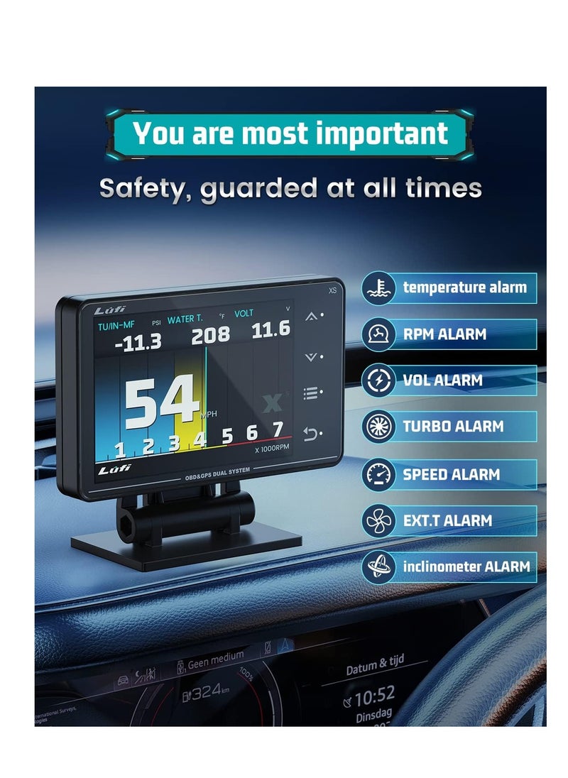 Generic - Lufi Xs Obd2 Gauge Display, GPS Speedometer,car inclinometer, Boost Gauge, RPM Meter, Heads up Display - Image 1