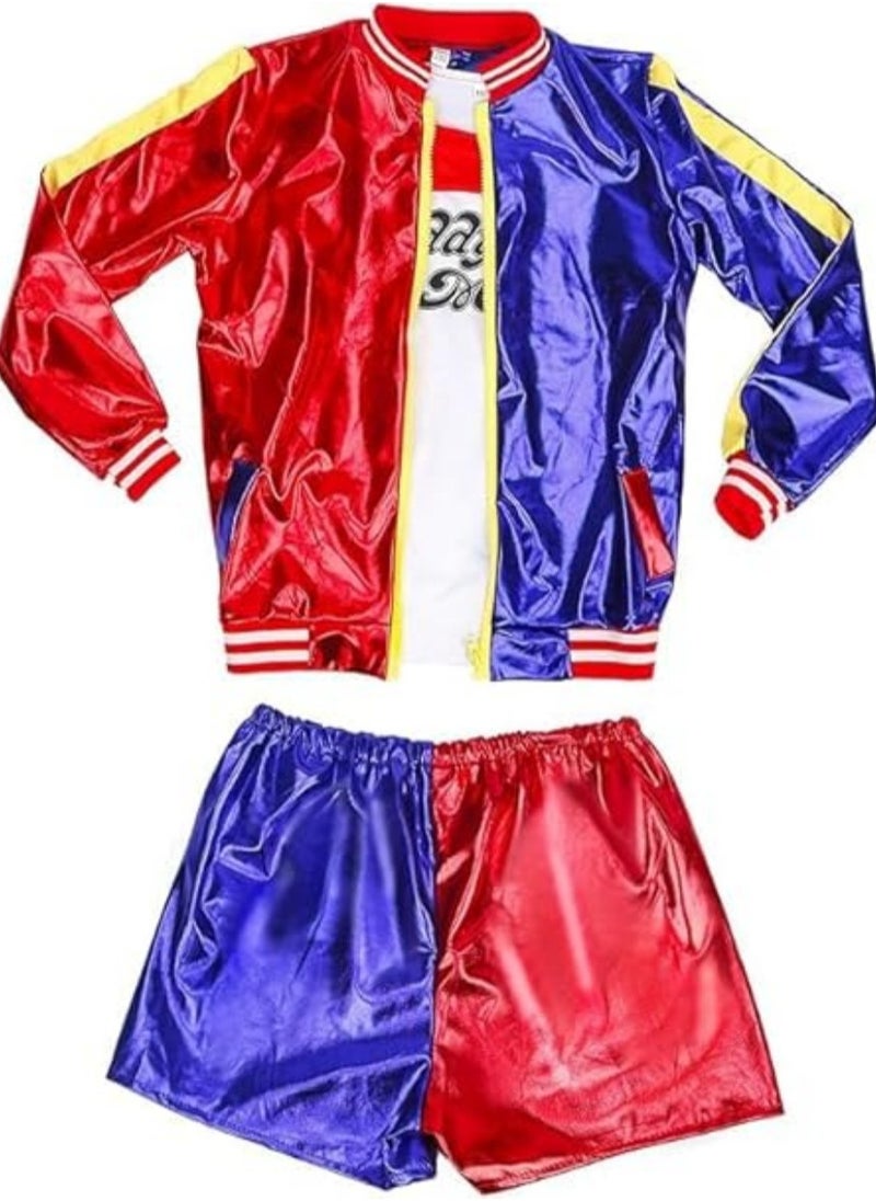 AUTOYSUR Quinn Cosplay Costumes for Kids, Girls Villain Costume Kit Include Jacket, T-Shirt, Shorts and Glove, Hair Bundle for Carnival Cosplay  - Image 5