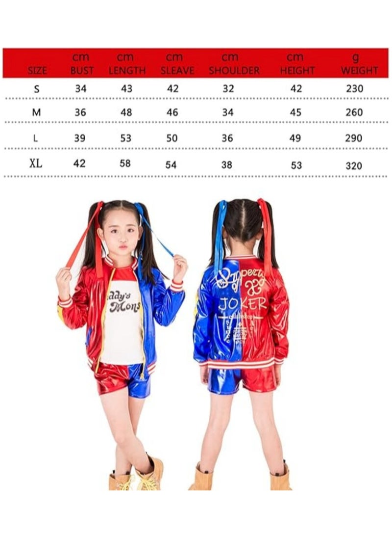 AUTOYSUR Quinn Cosplay Costumes for Kids, Girls Villain Costume Kit Include Jacket, T-Shirt, Shorts and Glove, Hair Bundle for Carnival Cosplay  - Image 2