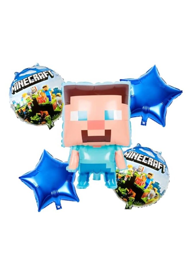 Boxwoods - Craft Theme Balloons And Happy Birthday Banner For Kids Gamer Party Decoration - Image 1