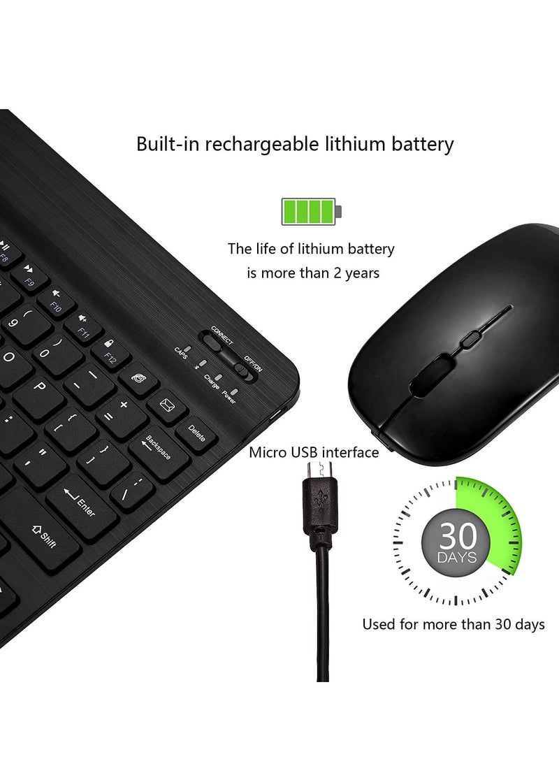 ELTRAZONE - Arabic and English Bluetooth Keyboard and Mouse Combo, Ultra-Slim Portable Compact Wireless Mouse Keyboard Set for IOS Android Windows Tablet Phone iPhone iPad Pro Air Mini (Black) - Image 1