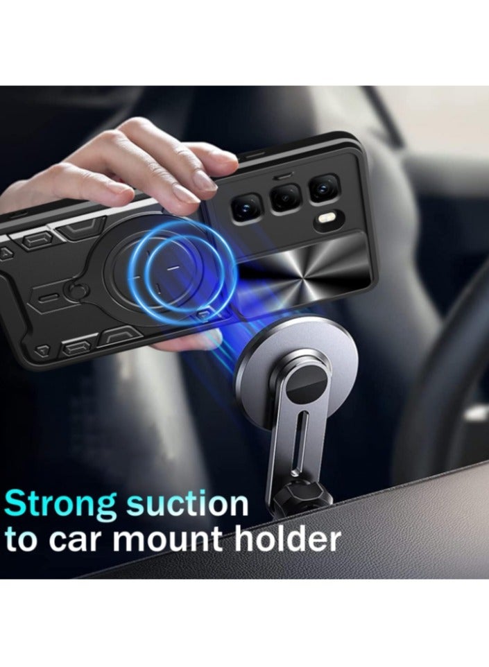 for Infinix Hot 50 Pro+ 4G Case, Slide Camera Lens Cover, Magnetic Ring Holder Kickstand Protective Phone Case for Infinix Hot 50 Pro+ 4G, Black  - Image 2