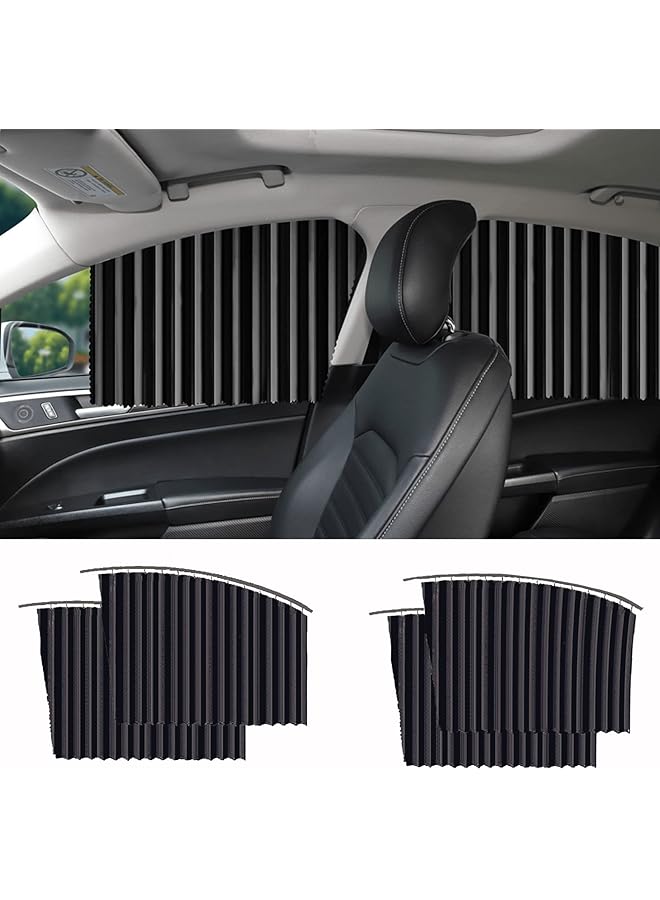 Pack Slidable Car Side Window Sun Shades Privacy Magnetic Curtains For Baby Sleeping With Heat And Uv Protection(Black) W01003 - Image 1