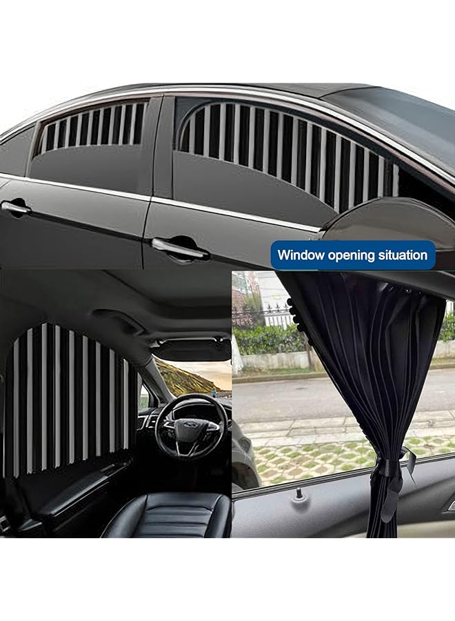 Pack Slidable Car Side Window Sun Shades Privacy Magnetic Curtains For Baby Sleeping With Heat And Uv Protection(Black) W01003 - Image 4