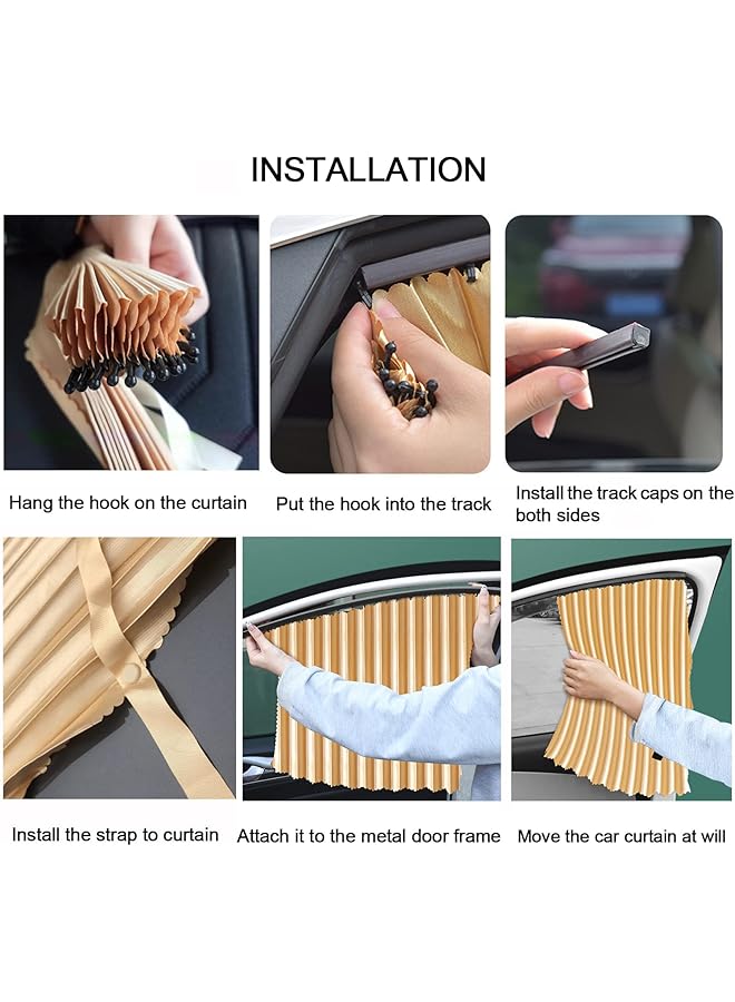 Pack Slidable Car Side Window Sun Shades Privacy Magnetic Curtains For Baby Sleeping With Heat And Uv Protection(Black) W01003 - Image 5