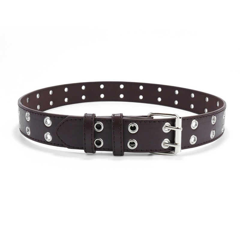 Kids Punk Belt Double Grommet Jeans Accessory Coffee